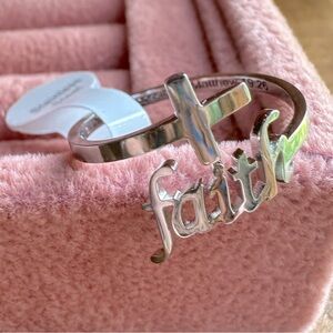 Faith Cross Bypass Ring W/ Scripture Matthew 19:26 Engraving Stainless Steel